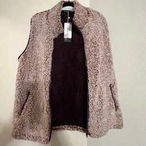 Brown Mirol zip up vest with pockets